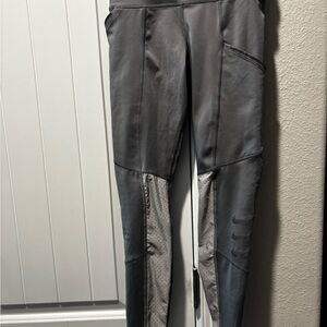 Nike Gray Dri-FIT Performance Leggings with Orange Drawcord Accent